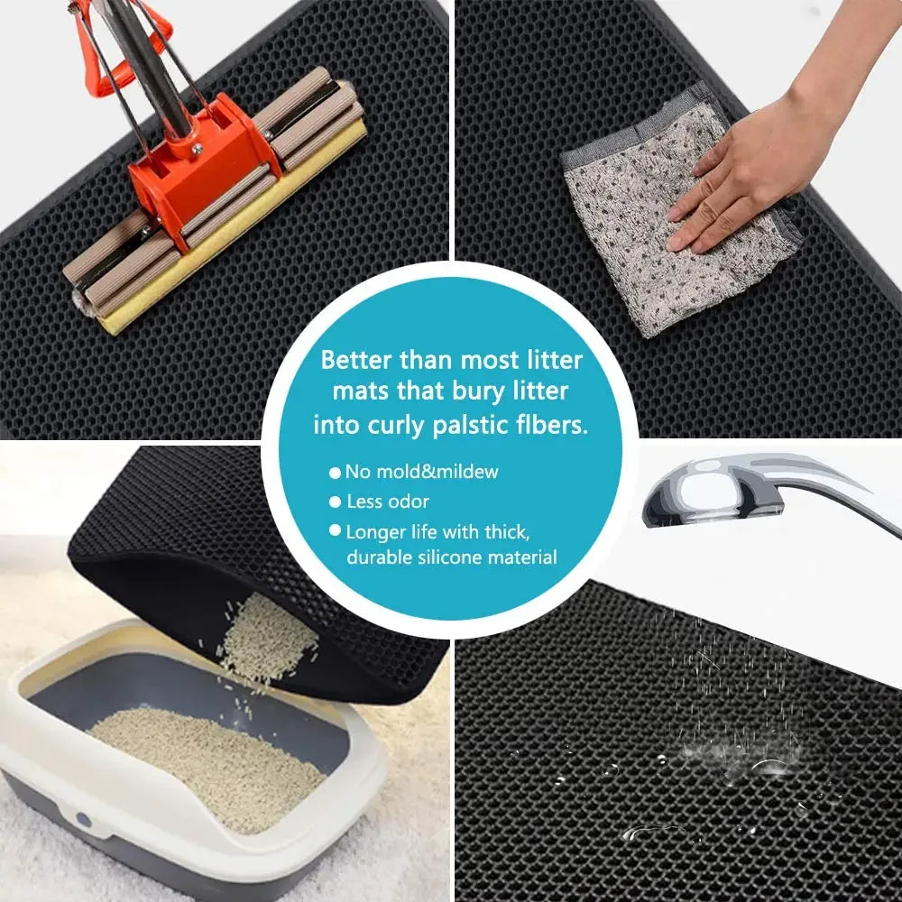 Double Layer Cat Litter Mat - Waterproof Washable Sand Pad – photo 3