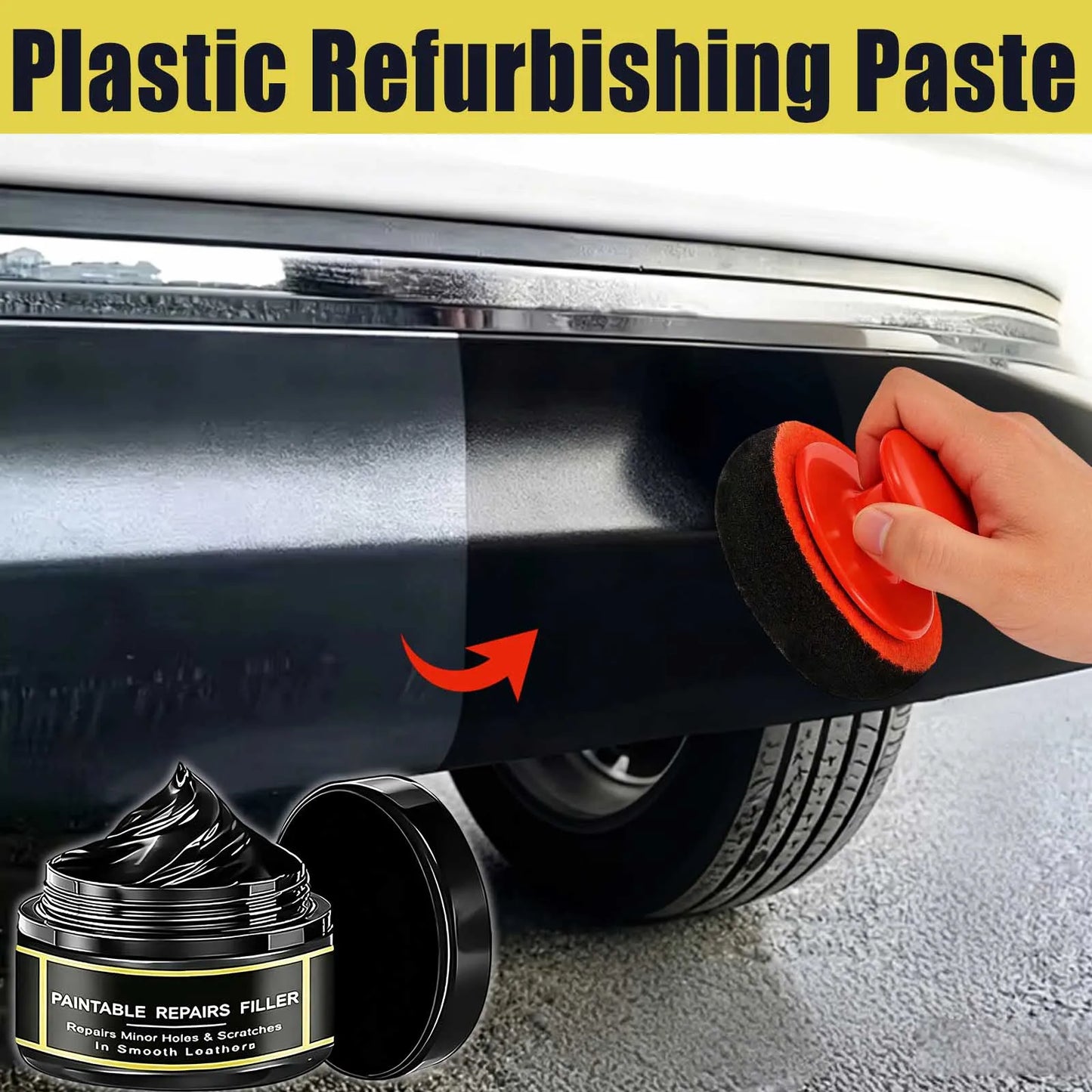 Car Plastic & Leather Scratch Repair Paste — Restoring Wax for Trim, Seats and Steering Wheels