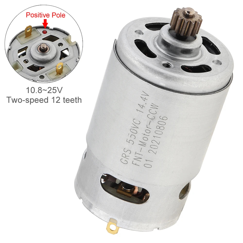 RS550 12 Teeth DC Motor 10.8V/12V/14.4V/16.8V/18V/21V/25V Screwdriver Drill ELectric Motor with High Torque Gear Box