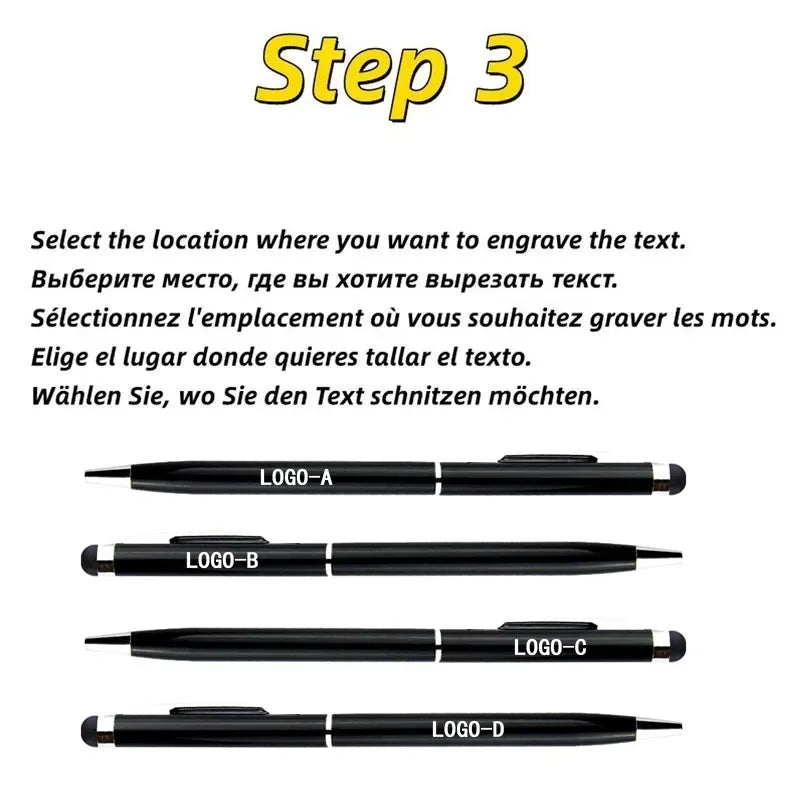 20-200 Pens Each Pack Mini Metal 2-in-1 Stylus Universal Ballpoint Pen Custom Logo Text Engraving Office School Advertising Pen