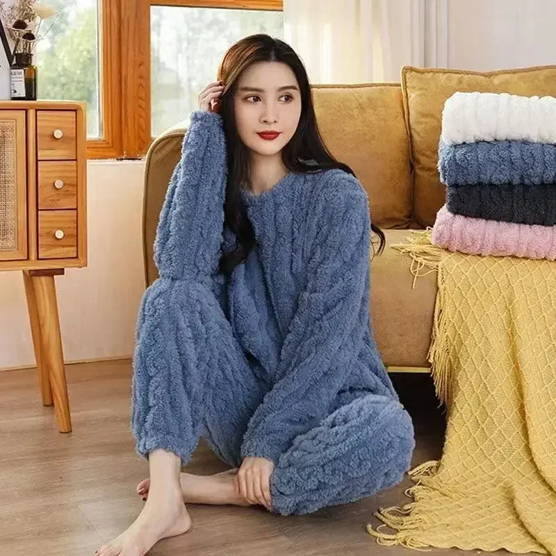 Women's Coral Fleece Jacquard Lounge Set - Top & Pants - photo 10