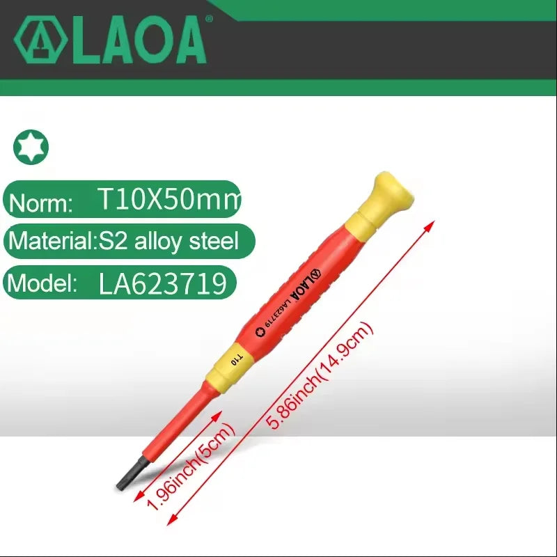 LAOA 1pc Insulated Precision Screwdriver SL1.0-3.0 aCross Small Size Screwdriver to Remove Watches Cell Phone NotebookT5-T10