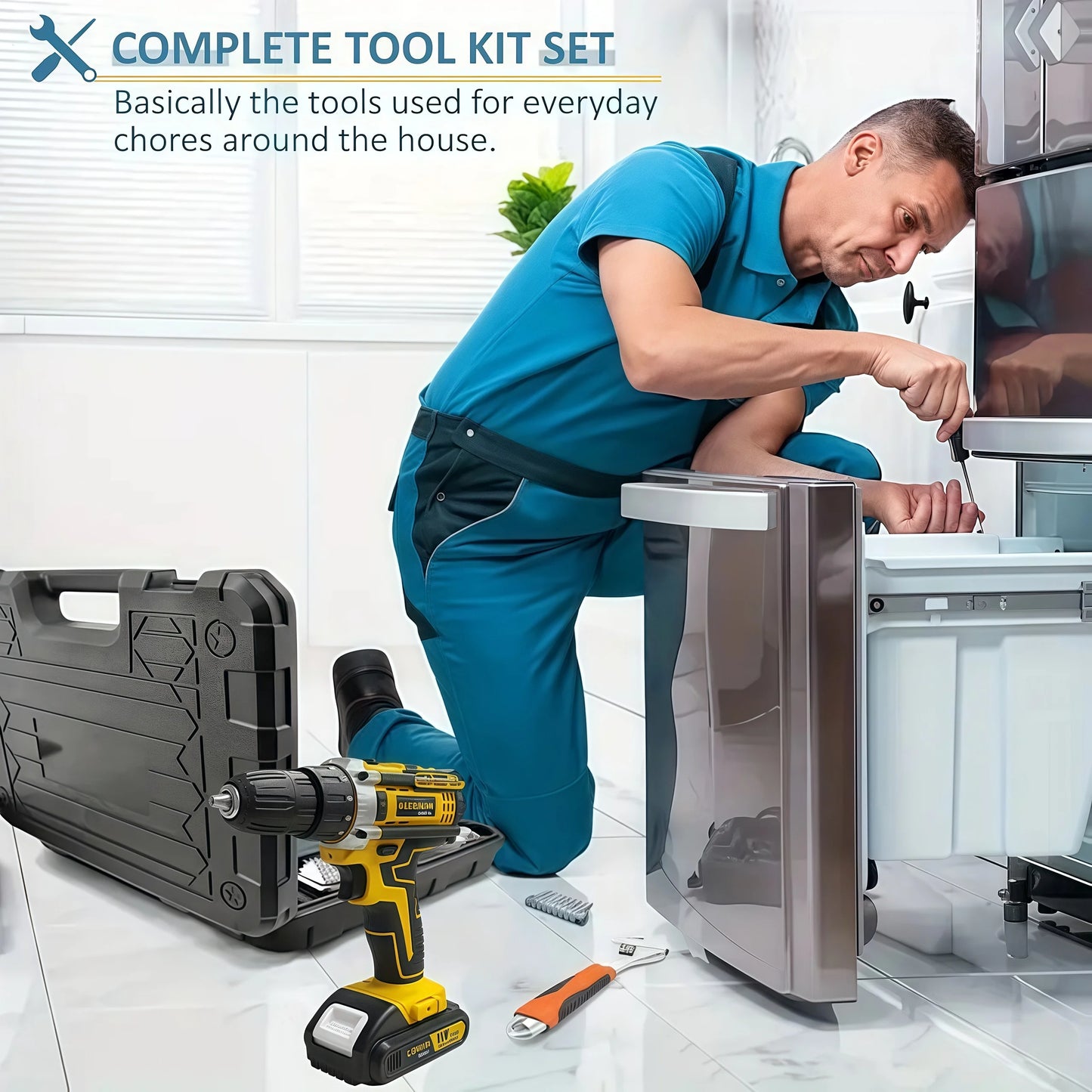 Lithium battery-powered screwdriver, electric screwdriver, electric hand drill, electric impact drill, combo set, home DIY kit