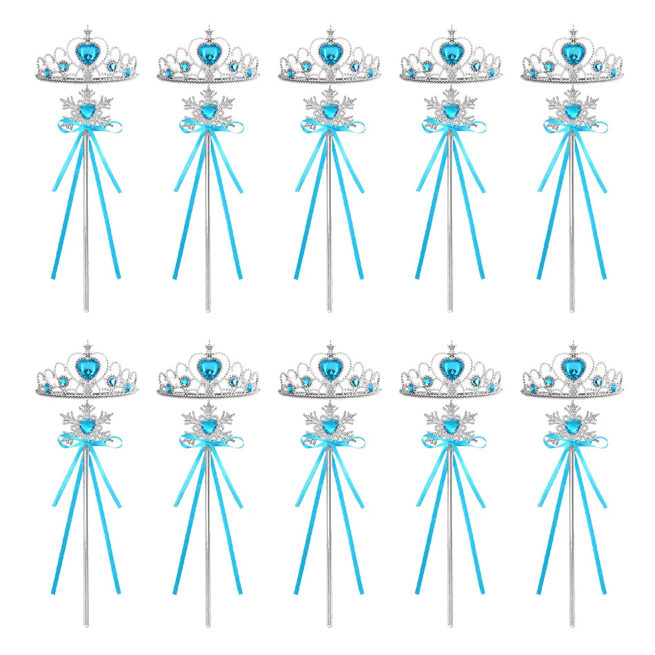 Wholesale 20pcs/lot Kids Crown Tiara Princess Magic Wand Wand Snowflake Fairy Stick Princess Show Dress Up Costume Accessories