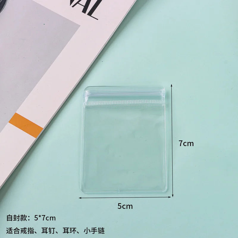 50/20/10 PCS PVC Self Sealing Jewelry Bag Thick Necklace Bracelet Ziplock Bag Ring Storage Holder Bag Storage Anti-oxidation Bag