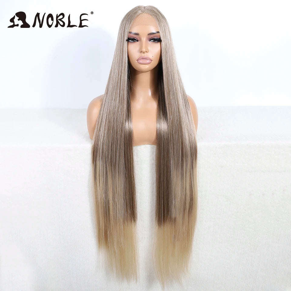Noble Synthetic Lace Front Wig Cosplay 38 Inch 13X4X1 Straight Lace Front Wigs For Women Blonde Wigs High Density Lace Wig
