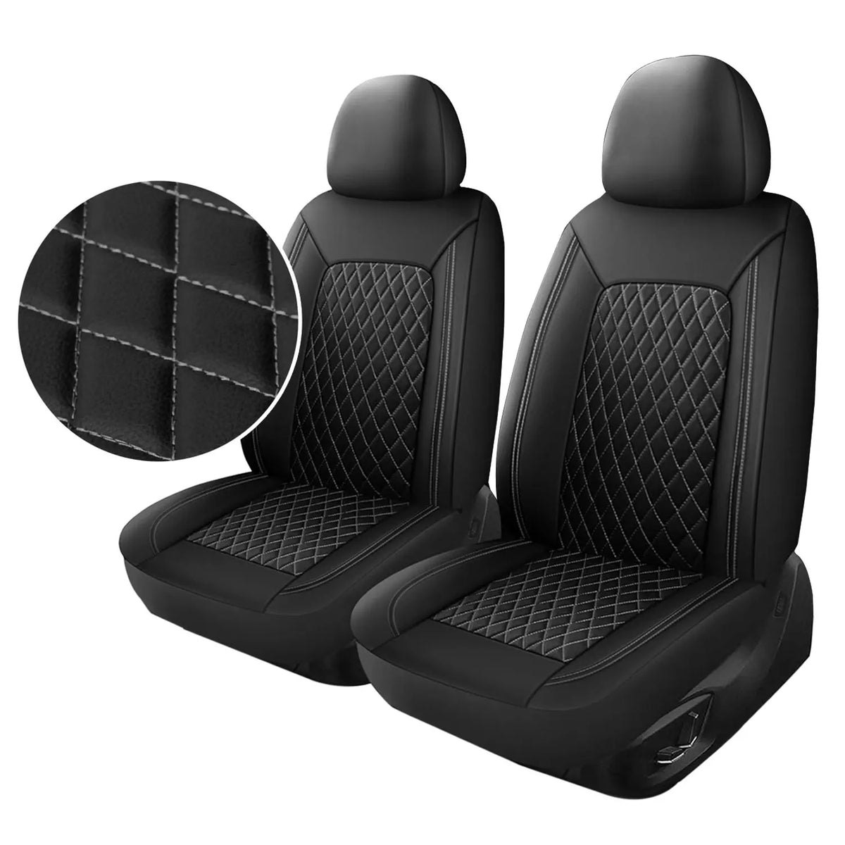 All-Season Quilted Faux Leather Car Seat Covers Universal Fit Most Cars