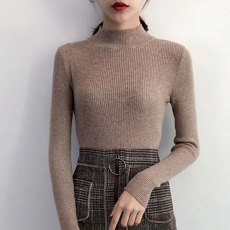 Women's vintage mock neck sweater, slim knit — view 14 of 17