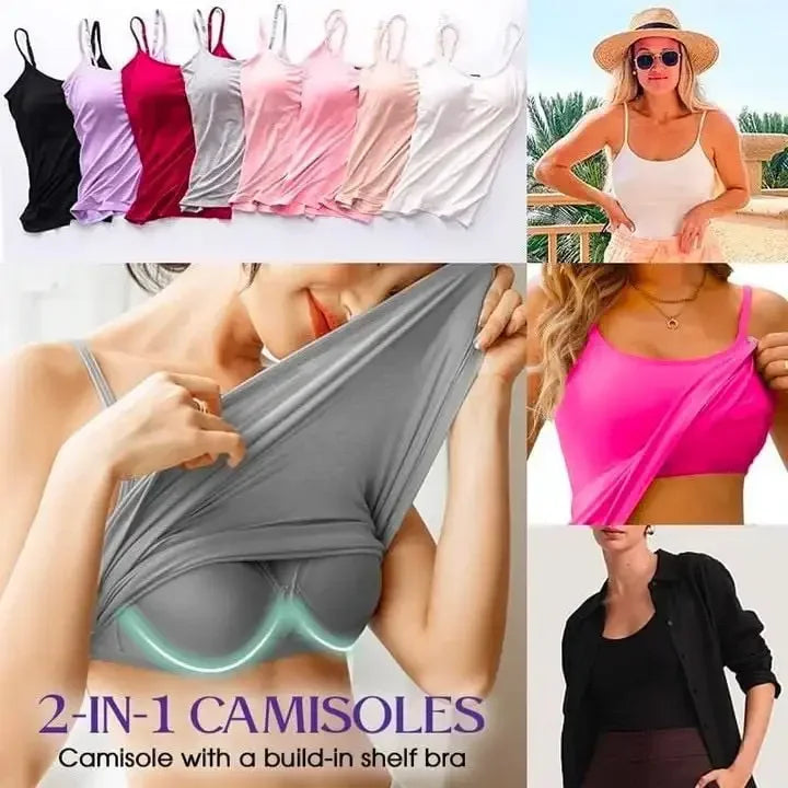 Women's Cami Bra Tank Top – Built-In Padded Bra Camisole | Wireless, Breathable & Seamless | S-6XL