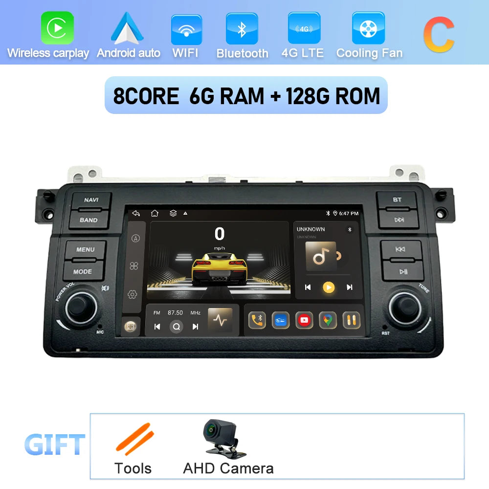 Car Stereo with Apple CarPlay & Android Auto, Compatible with BMW 3 Series E46 (1999-2005)