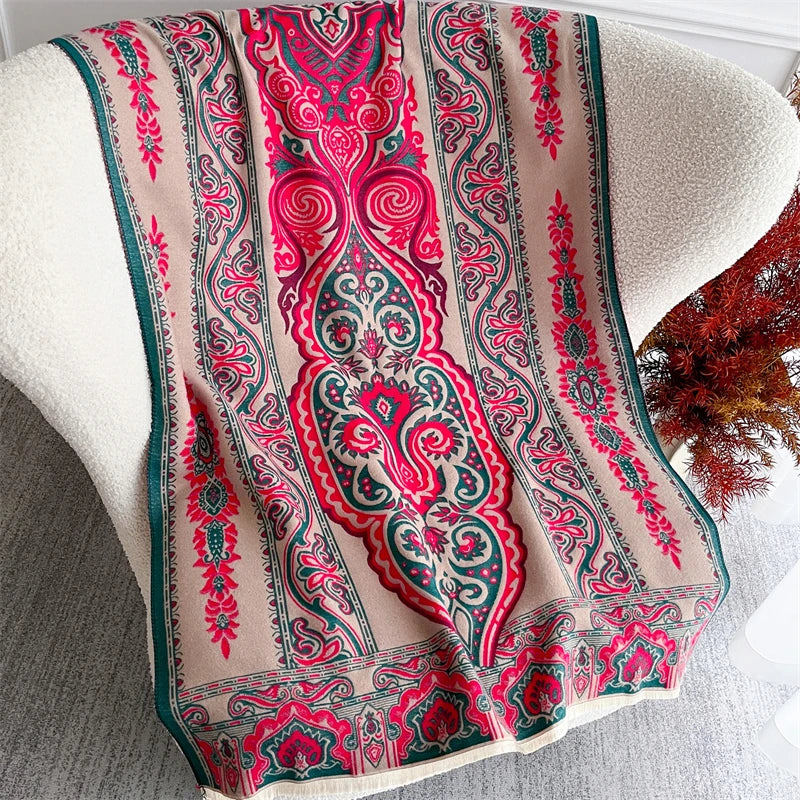 Women's Chunky Pashmina-Style Shawl - Thick Winter Poncho Wrap - photo 2
