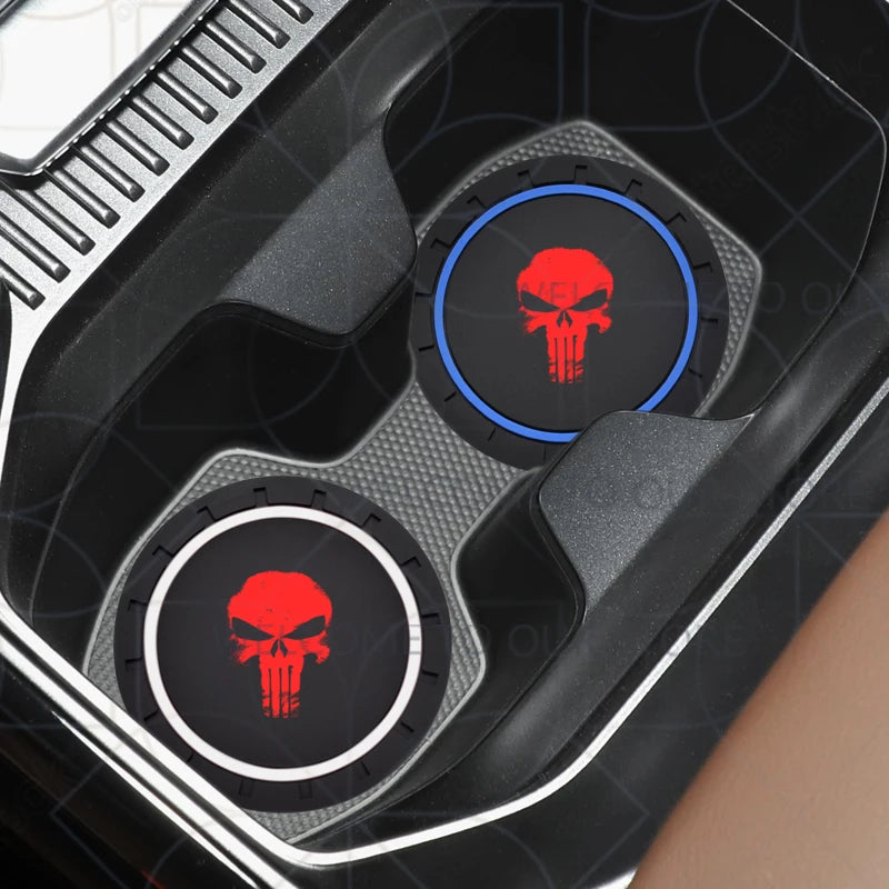 Skull Logo Cup Holder Coasters (2-Pack) - Jeep Wrangler, Dodge Challenger & RAM