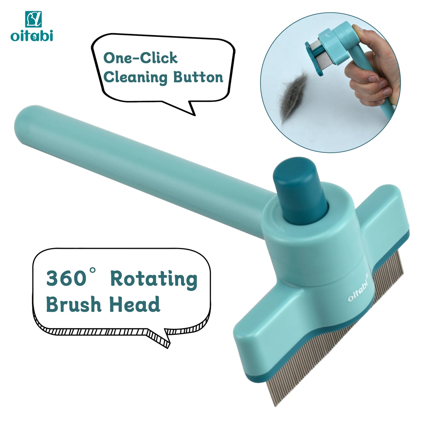 OITABI 1/2PCS Rotatable Flea Comb for Cat Dog Brush for Shedding Pet Hair Removal Comb with Stainless Steel Teeth for Deshedding