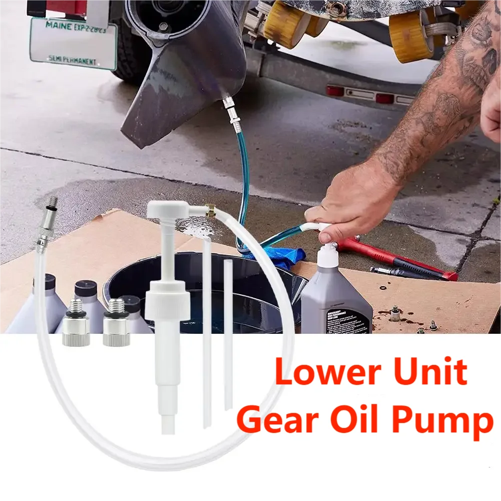 Universal Lower Unit Gear Oil Pump With 3/8" Metal Swivel Head For Standard Quart Bottles and Most Marine Boat Outboard Motors