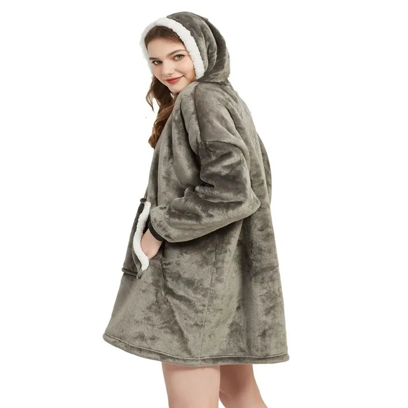 Oversized Wearable Blanket Hoodie - Fleece Pullover TV Blanket for Adults - photo 5