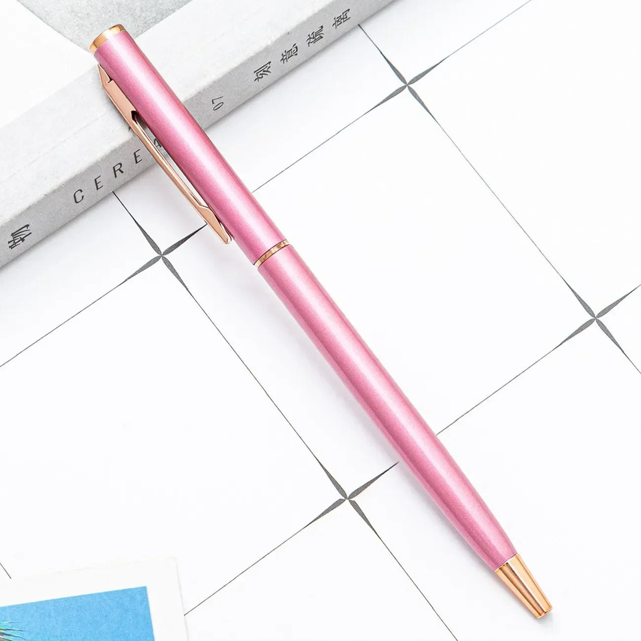 20-200 Pens New Slim Metal Ballpoint Pens Rose Gold Custom Logo Advertising Lettering Engraved Name School Office Supplies Gifts