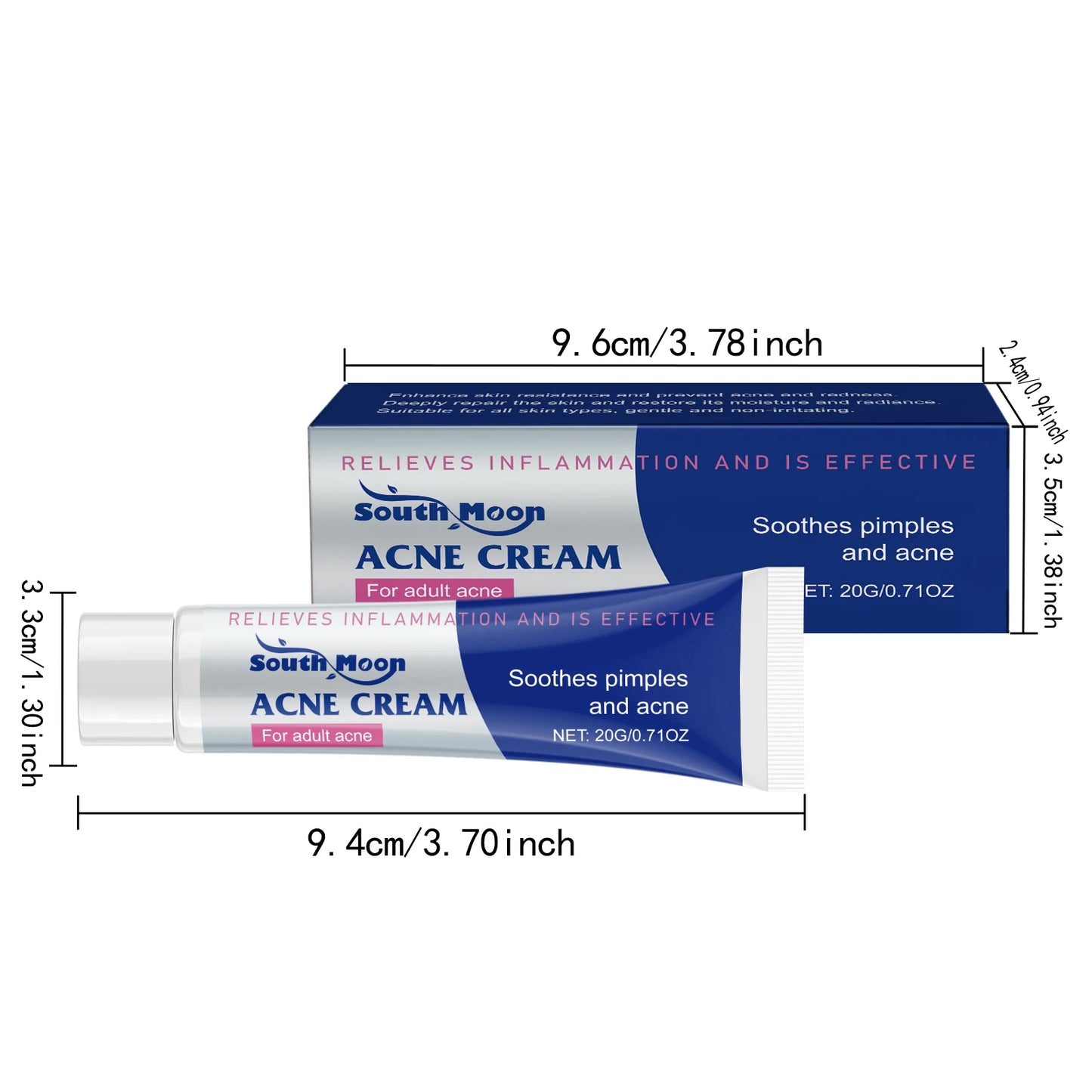 South Moon Anti Acne Cream Oil Control Repair Pimple Spot Remove Acne Mark Cleaning Refreshing Moisturize Skin Pore Shrink Cream