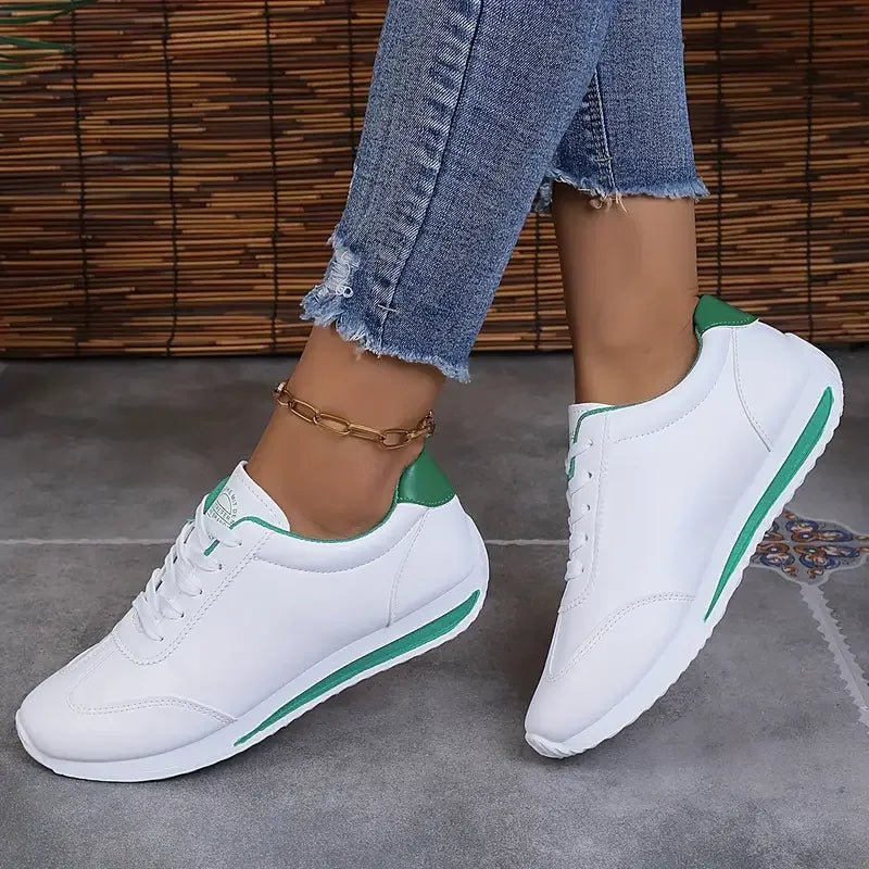 Vulcanized Running Sneakers for Women — Round-Toe Lace-Up Casual Campus Shoes