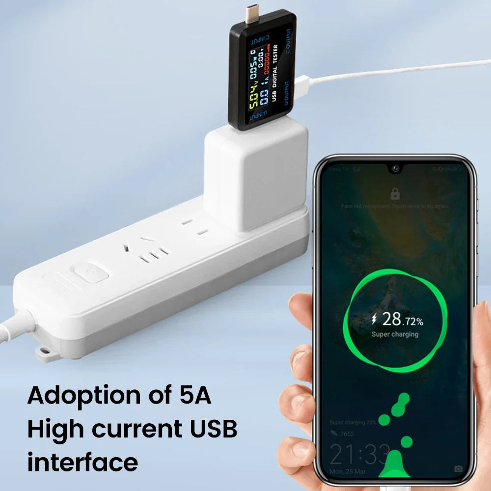 Fast Charging Tester 10 in 1 USB 4.5-36V 0-8A Voltmeter Current Voltage Meter Volt Ammeter Detector Power Bank Charger Indicator