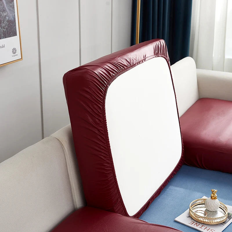 Stretch PU leather waterproof sofa cushion cover sofa seat slipcover backrest cover easy clean sofa protector for pets kids