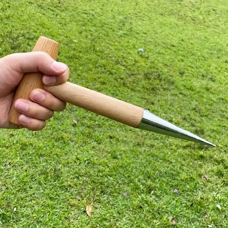 Hand Sow Dibbler With Wood Handle For Sowing Seeds Transplanting Plants Planting Bulbs Digging Gardening Garden Hole Punch Tool