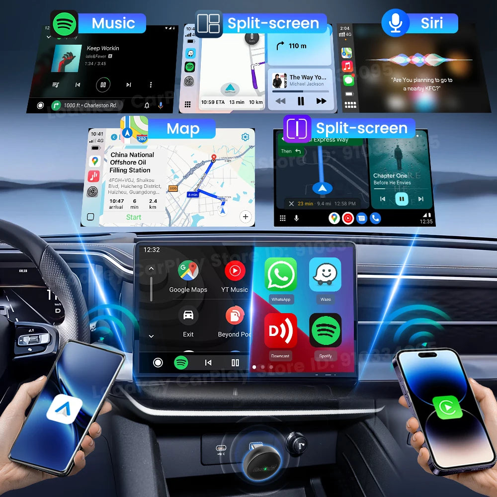 Mini 2-in-1 Wireless CarPlay & Android Auto Adapter (5.8GHz)