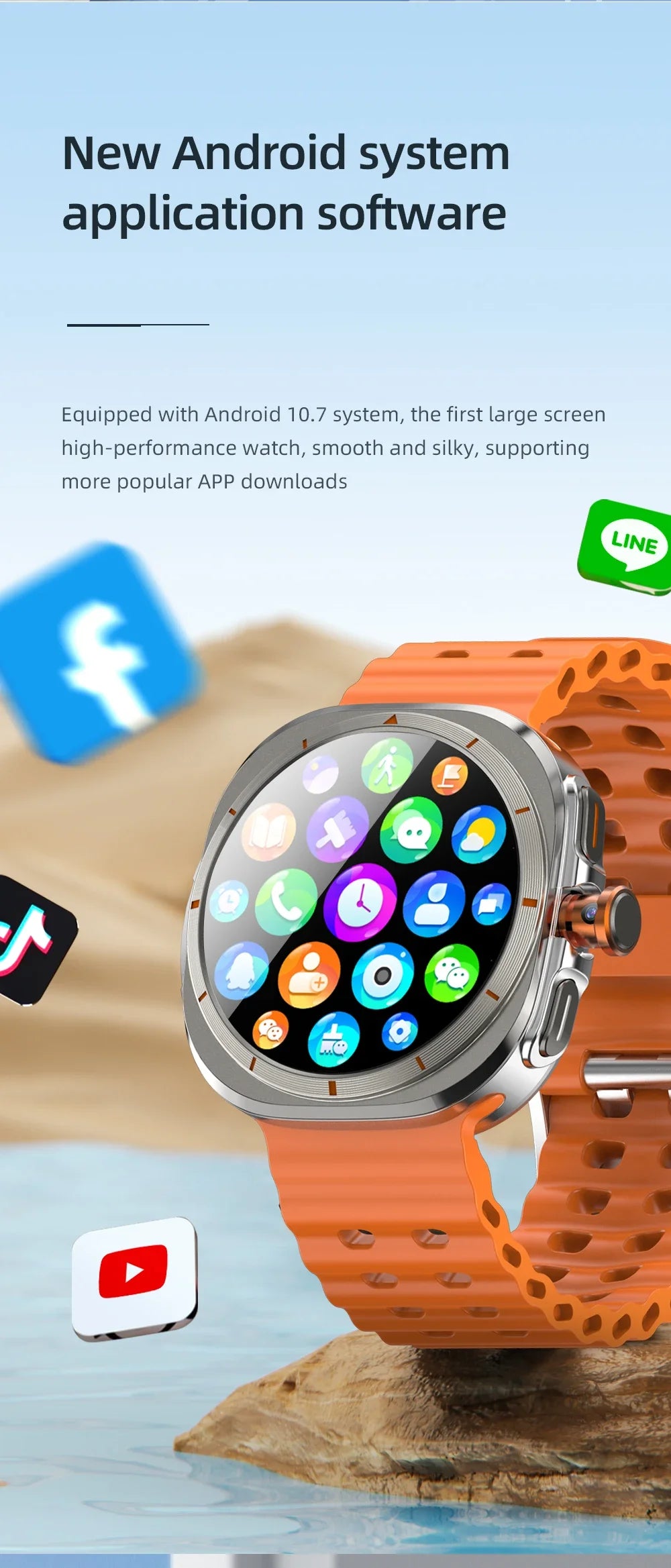 Upgrade Android 13.0 Smart Watch Ultra 4G/5G Smartwatch With 190° Rotary Camera GPS WIFI Sim Card Slot Compass App Download