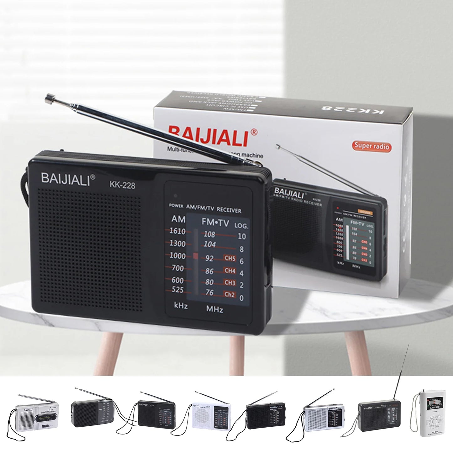 Radio FM/AM Small Portable Radio Battery Operated Radio Full-wave Band World Receiver Telescopic Antenna Built-in Speaker
