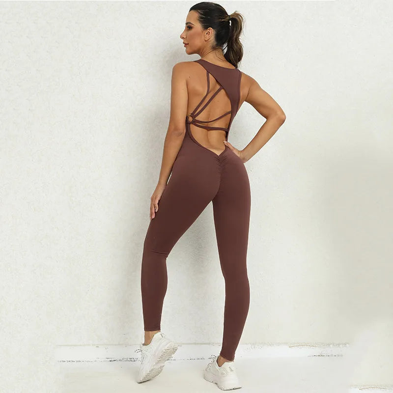 Women's Seamless Gym Yoga Set — One-Piece Workout Jumpsuit