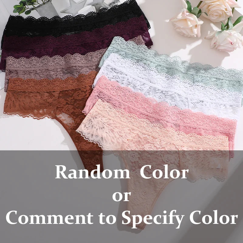 3-Pack Floral Lace Thongs – Soft Low-Rise Seamless Panties