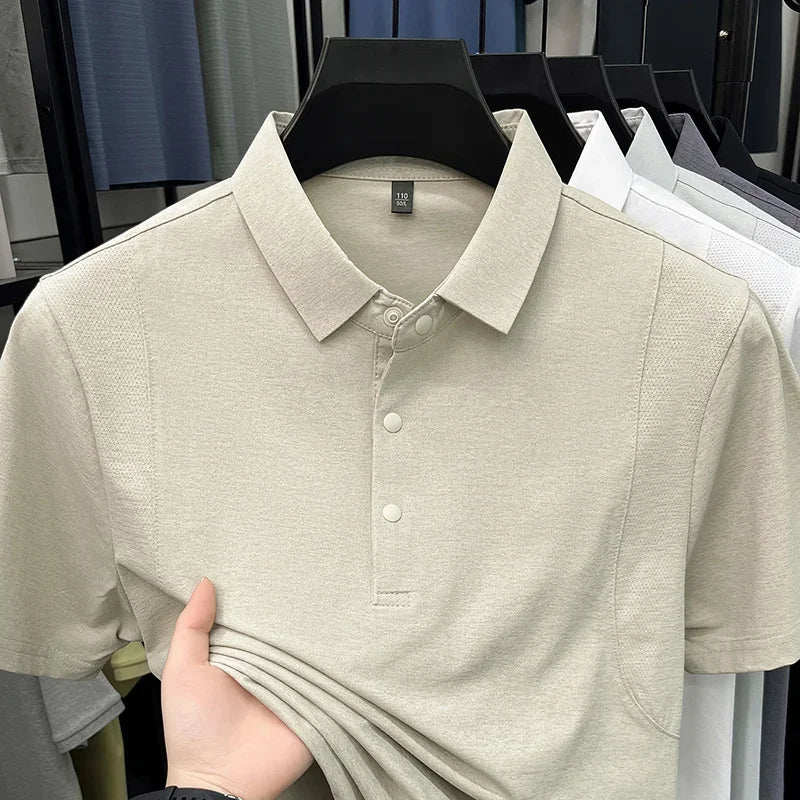 Men's Basic Polo - Stitched Breathable Panel, All-Season Casual