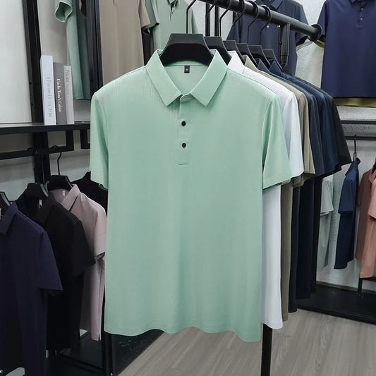 Men's Waffle-Knit Polo Shirt - Short Sleeve Button Placket, Comfort Fit