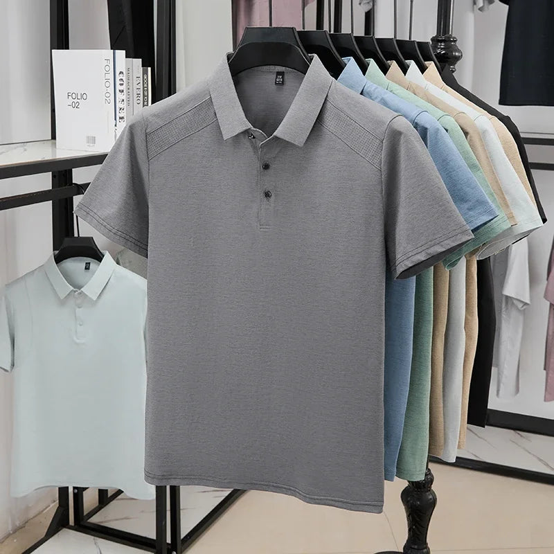 Men's Lapel Polo Shirt - Perforated Breathable, Soft Summer Fabric