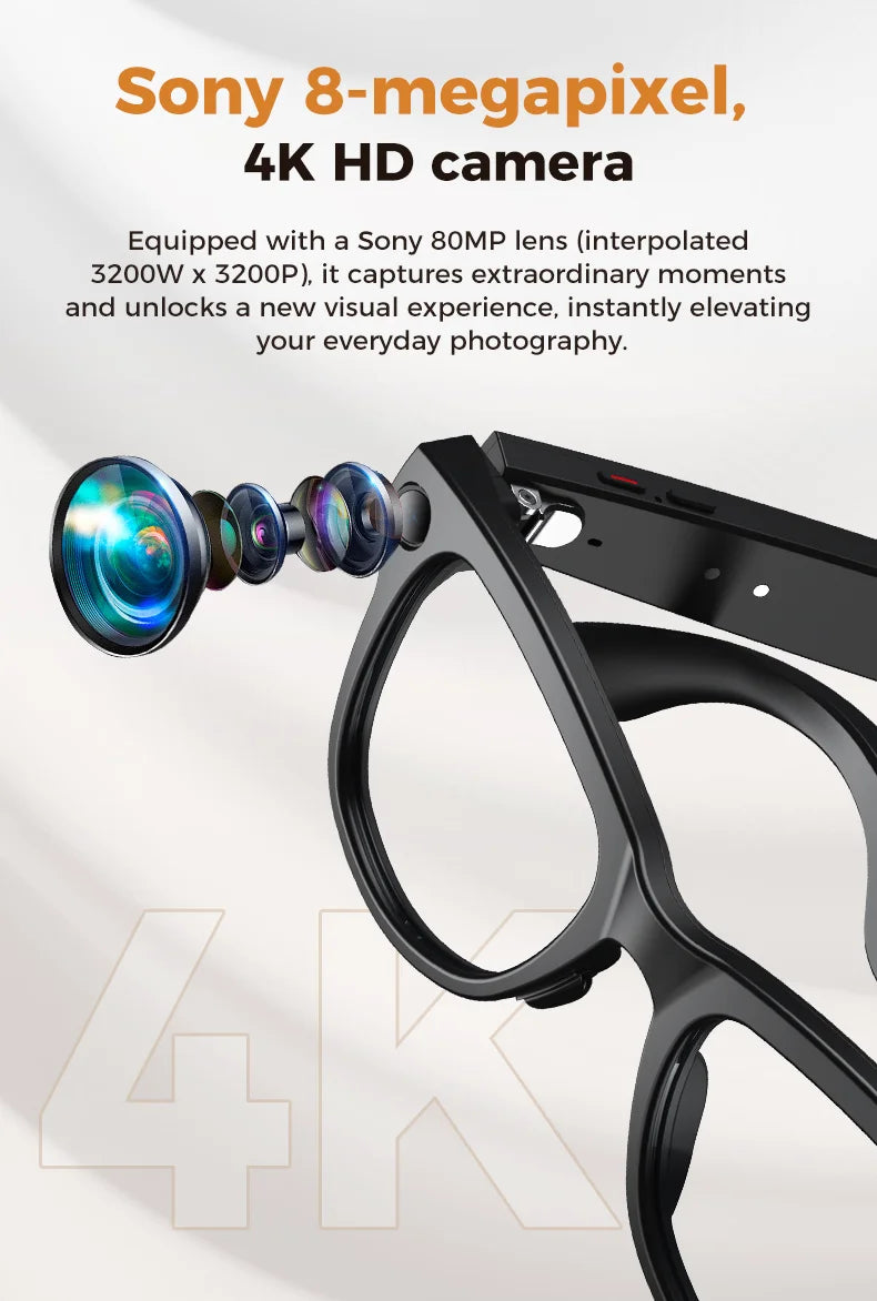2026 Smart AI Glasses 1080P HD Camera M02 Ultra ChatGPT 3600mAh Charging Case Power Bank 32GB Translation Music Video Sunglasses