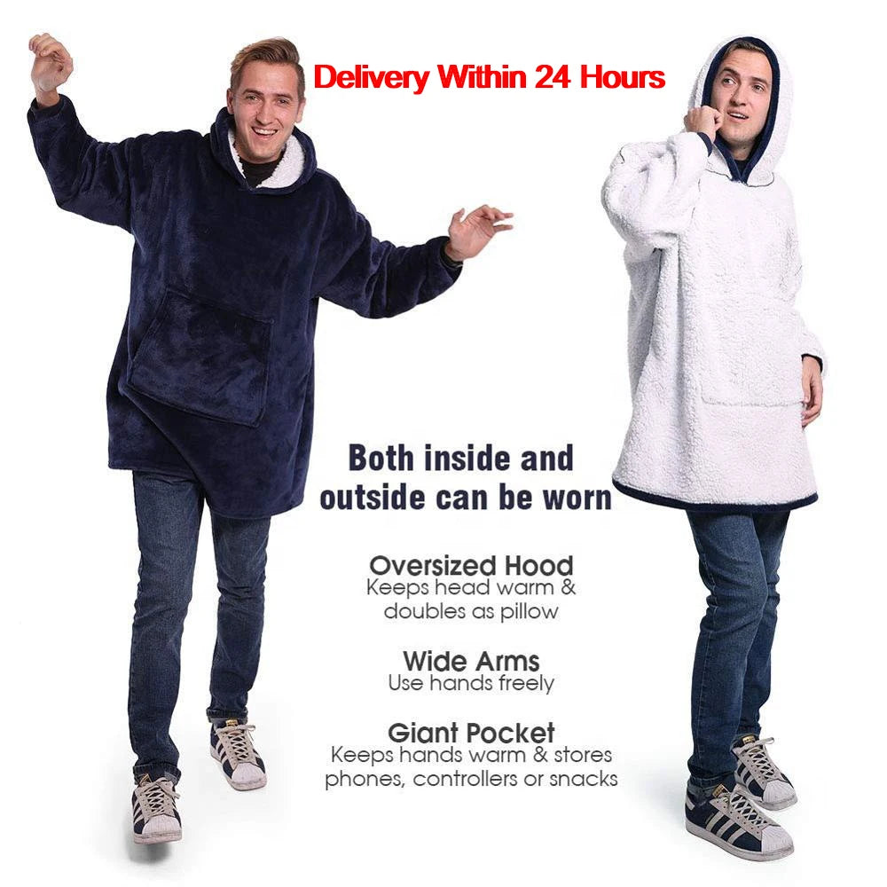Oversized Sherpa Blanket Hoodie - Wearable Flannel Blanket - photo 2