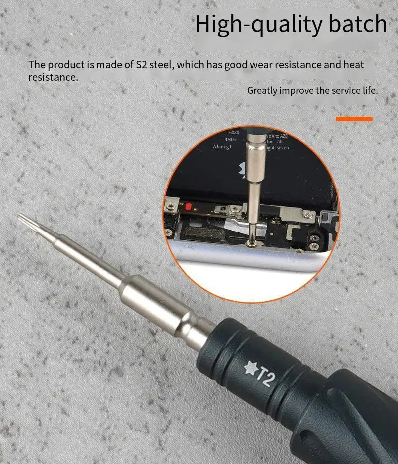 S2 Steel Precision Screwdriver Aluminum Alloy Non Slip Handle Magnetic Tip 360 Noise Reduction Bearing for iPhone Samsung Repair