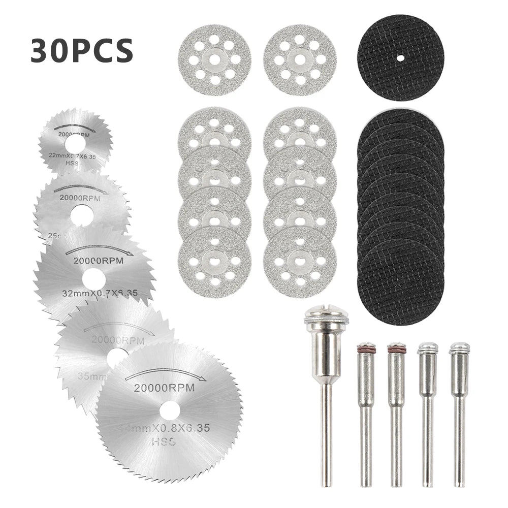6-32Pcs Mini Circular Saw Blade Set Sanding Grinding Wheel Cutting Disc for Dremel Accessories Metal Cutting Rotary Tools