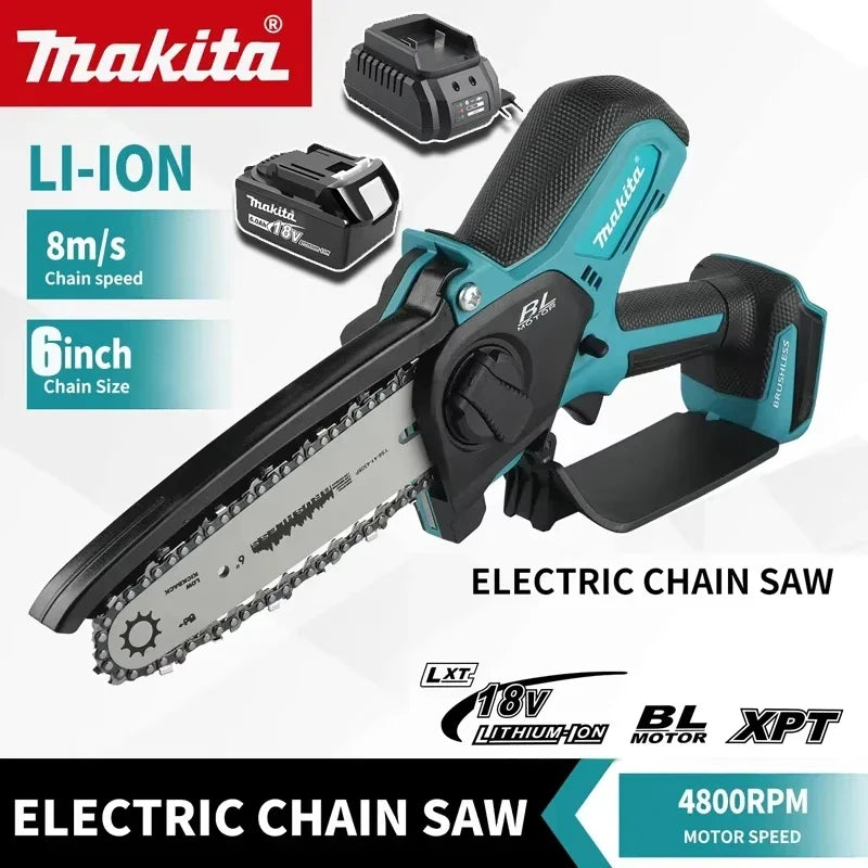 Makita  Woodworking with Small Handheld 18V Cordless Chainsaw for Electric 6-inch Logging Sawzall Mini Portable Chainsaw