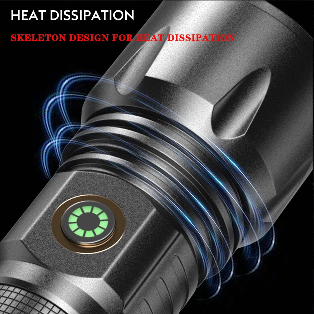 USB Rechargeable 30W High Power LED Flashlight Waterproof 5 Modes Tactical Torch Super Long Shot for Outdoor Camping
