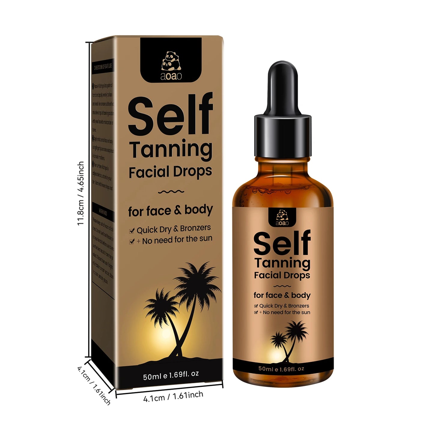 aoao Self Tanning Drops , Hyaluronic Acid & Vitamin E ,Low Allergenic Formula, Natural Ingredients for Sunless Tanning Products