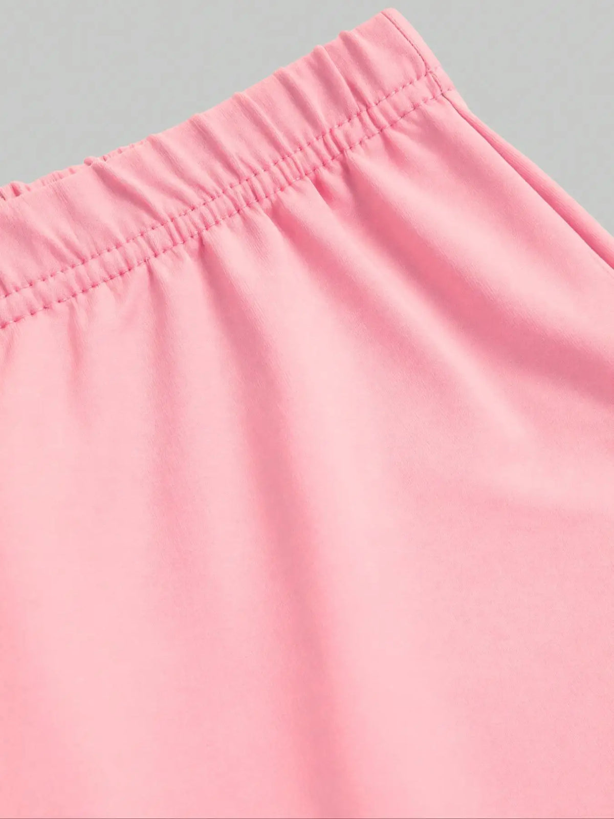 4-12Y Girls' Regular Short Sleeve and Flared Pants Two-Piece Set - Bruh67 Sweet Pink Style Regular Round Neck Casual Comfortable White Short Sleeve with Pink Flared Pants Two-Piece Set