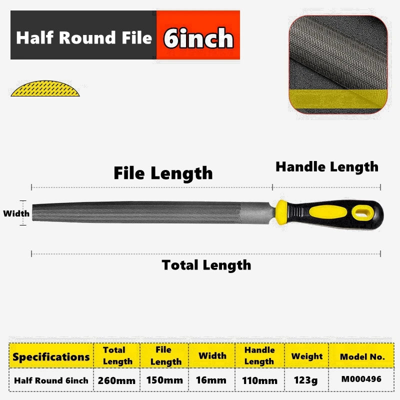 6/8/10 inch High Carbon Steel File, Files Tools for Metal Wood and Stone Trimming, Shaping, Bastard File with Uniform Teeth