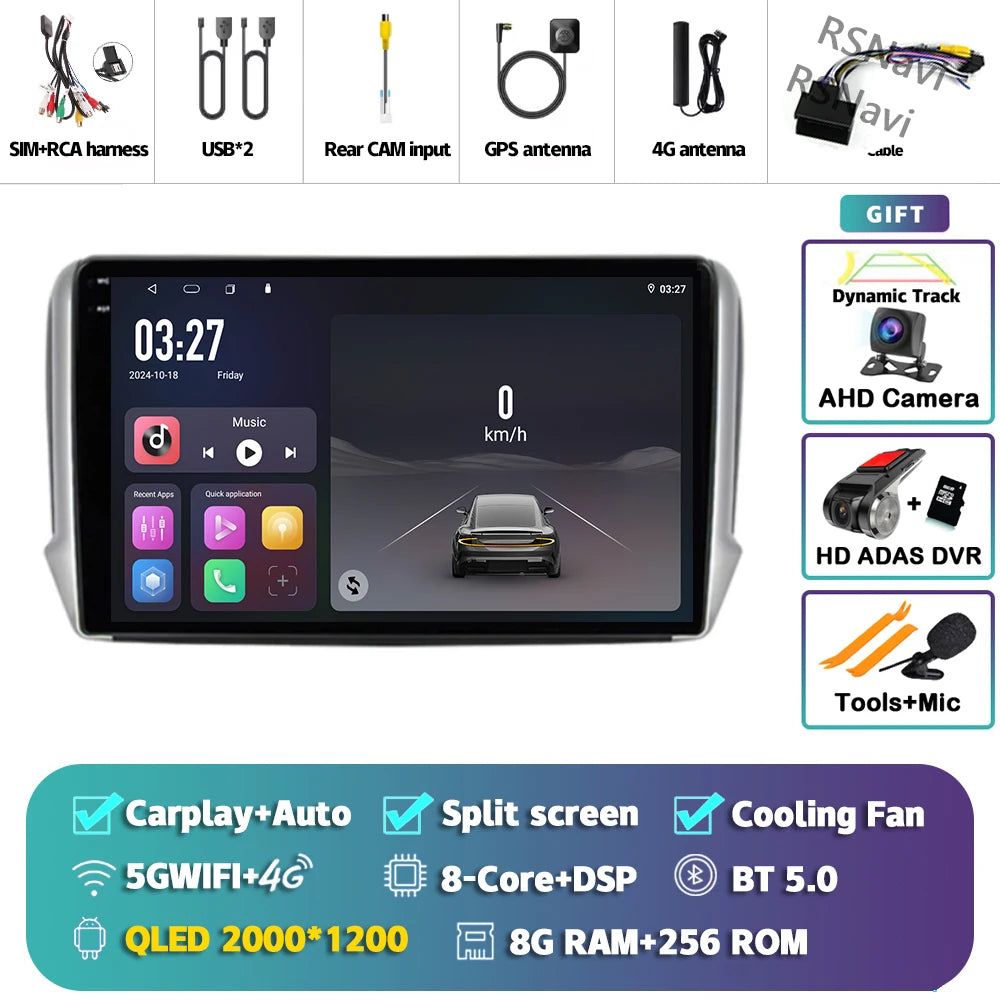 Android 16 Navigation Multimedia Player For Peugeot 2008 208 Series 2012 2013 2014 - 2018 Carplay Auto Stereo BT video Car radio