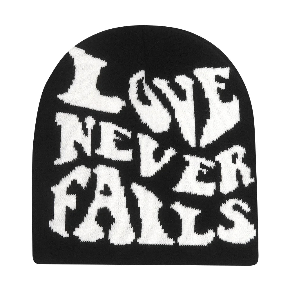 Y2K Letter Knit Beanie, Warm Ski Hat
