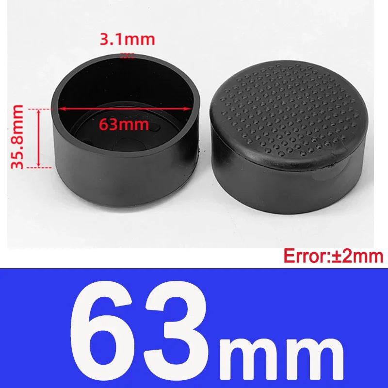 1-20Pcs Round Black PVC Soft Rubber Pipe Sleeve Tube Cap Table Chair Foot Pad Protective Cover 6 8 10 12 14 16 20 22 25 28-100mm