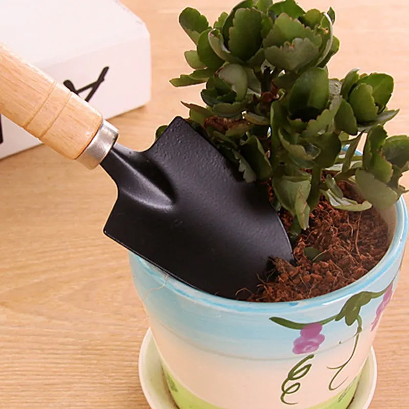 3-Pc Mini Garden Tool Set — Shovel, Trowel & Rake for Potted Plants