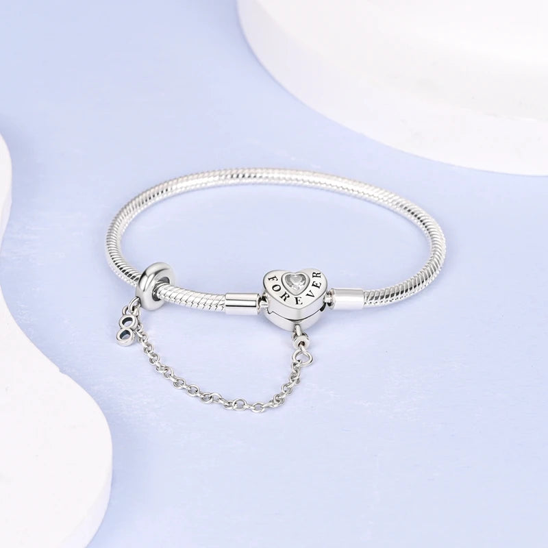 925 Sterling Silver Charm Bracelet – Star Moon Sun Four Leaf Clover Zircon | DIY Birthday Gift for Women (17-20cm)