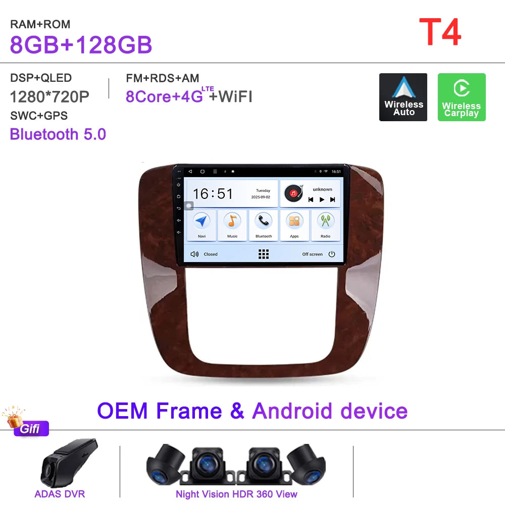 Android 16 For GMC Yukon 3 GMT 900 2006-2014 For Chevrolet Tahoe 3 GMT900 2006-2014 Silverado 2 GMT901 2007-2013 Radio Car GPS