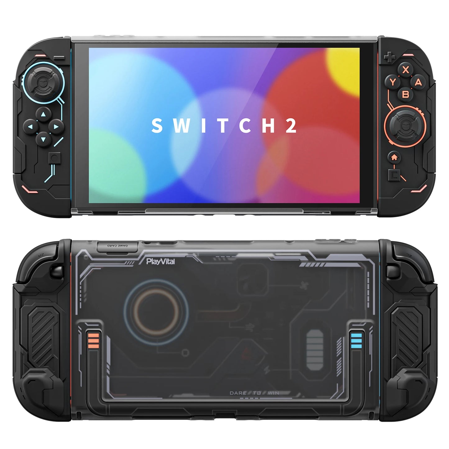 PlayVital Protective Case for Nintendo Switch 2, Stellar Mecha Ergonomic Anti-slip Silicone Grip Cover, Dockable Hard Case Shell