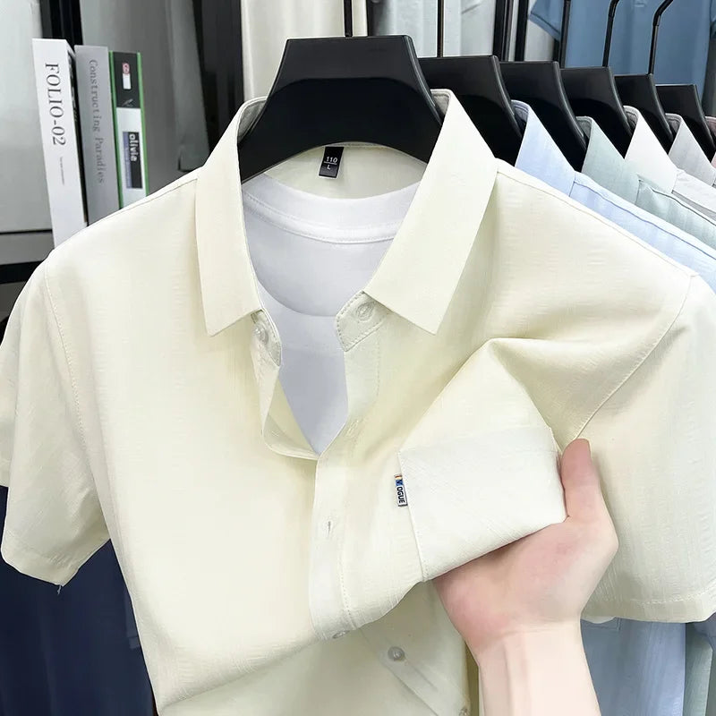 Men's Short-Sleeve Shirt - Loose Fit Button-Front, Chest Pocket